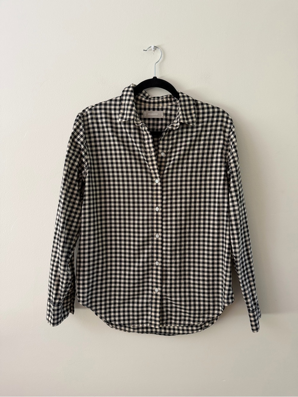 Everlane 100% Cotton Black Gingham Everyday Minimalist Button Down Shirt Women 4